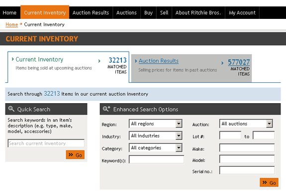 Search through Current Inventory