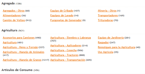 Seleccione una categoría o subcategoría de equipo