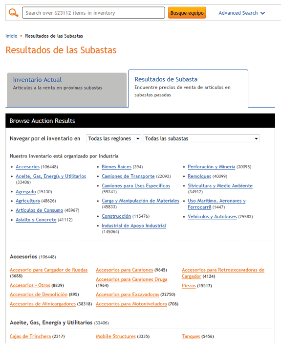 Buscar resultados de subasta